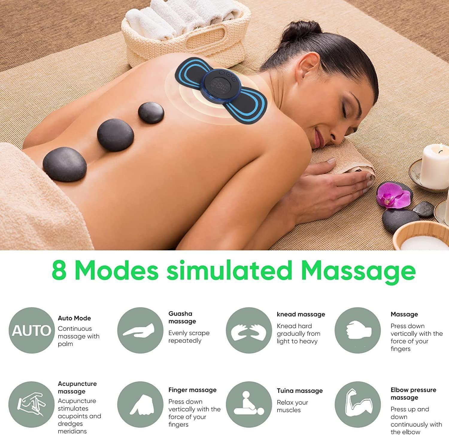 Mini Massager with 8 Modes and 19 Strength Levels, Rechargeable Electric Massager Sticker, Cordless Massager, Portable Body Massage