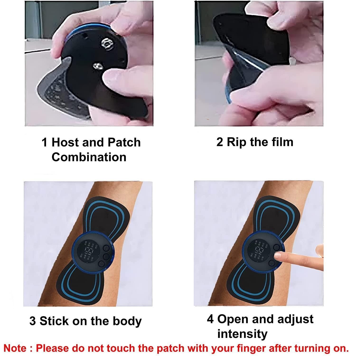 Mini Massager with 8 Modes and 19 Strength Levels, Rechargeable Electric Massager Sticker, Cordless Massager, Portable Body Massage