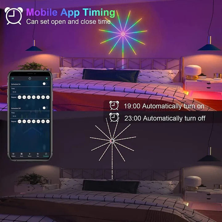 Smart Fireworks Led Light Music Sync with Launch Effect Remote & APP Control Light Strip