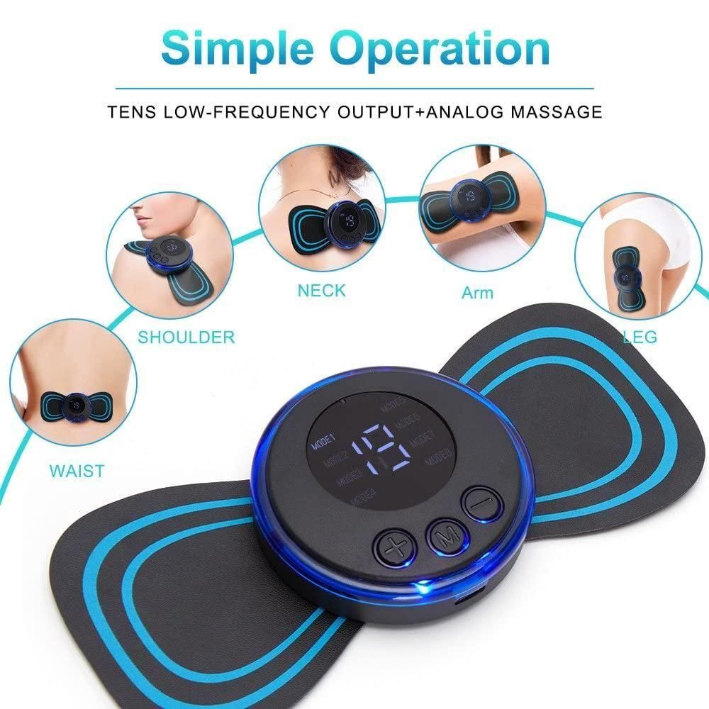 Mini Massager with 8 Modes and 19 Strength Levels, Rechargeable Electric Massager Sticker, Cordless Massager, Portable Body Massage