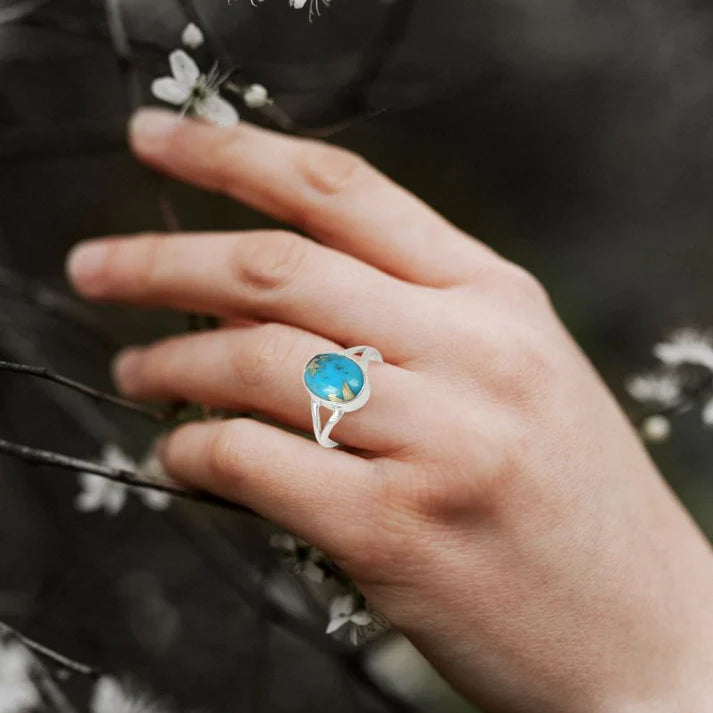 Natural Certified firoza Turquoise Gemstone Ring Original Adjustable Ring